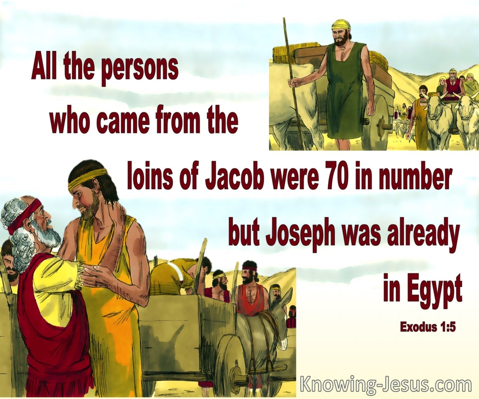 Exodus 1:5 All Who Came From Jacob Were 70 In Number (red)